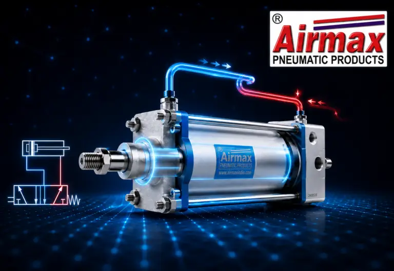 Airmax Pneumatics AI video production thumbnail featuring a 3D animated pneumatic system created by Incube Pixel.