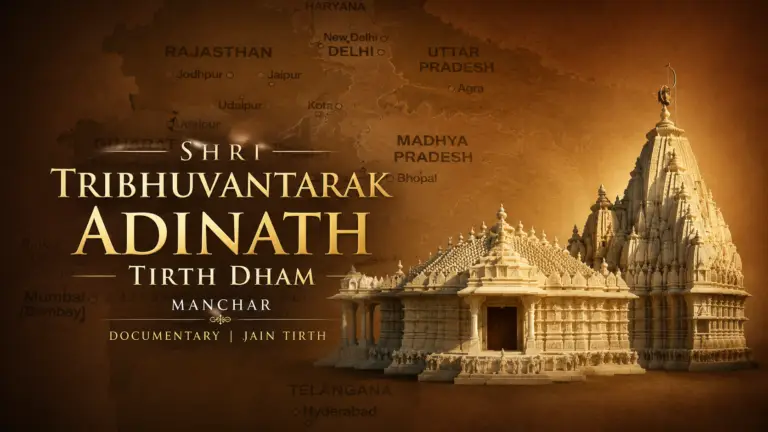 Shri Tribhuvantarak Adinath Tirth Dham documentary by Incube Pixel showcasing Jain temple architecture, intricate carvings, devotional rituals, peaceful surroundings, and cinematic spiritual storytelling.