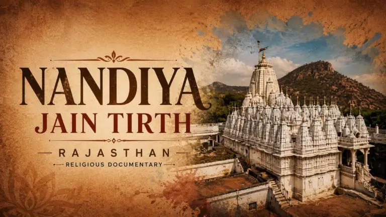 Nandiya Jain Tirth documentary by Incube Pixel showcasing Jain temple architecture, devotional rituals, intricate carvings, aerial cinematography, spiritual heritage, and cinematic religious storytelling.
