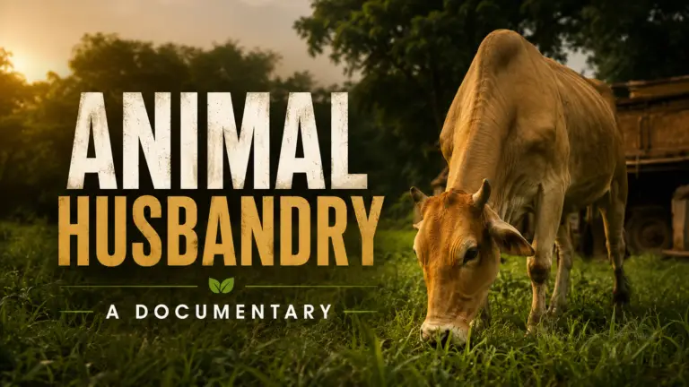 Animal Husbandry documentary by Incube Pixel featuring dairy farms, livestock care, rural farmers, cattle management, sustainable agriculture, village landscapes, and cinematic government documentary storytelling.