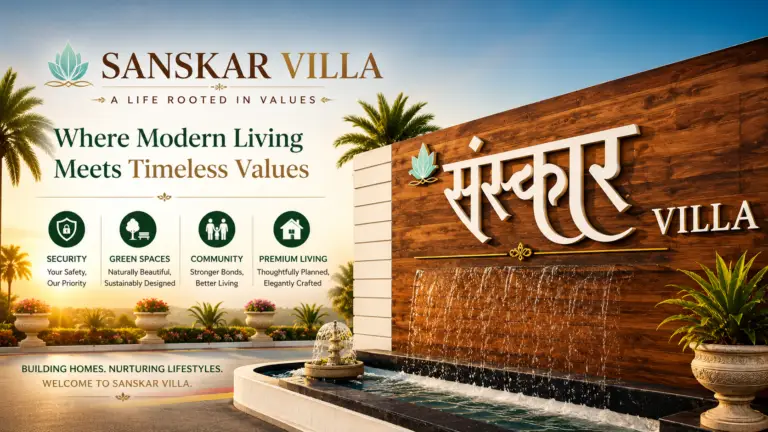 Sanskar Villa real estate brand film by Incube Pixel featuring modern residential architecture, elegant interiors, landscaped gardens, family lifestyle moments, aerial property views, premium amenities, and cinematic real estate storytelling.