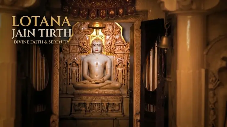 Lotana Jain Tirth documentary by Incube Pixel showcasing Jain temple architecture, intricate carvings, peaceful surroundings, devotional rituals, and cinematic spiritual storytelling.