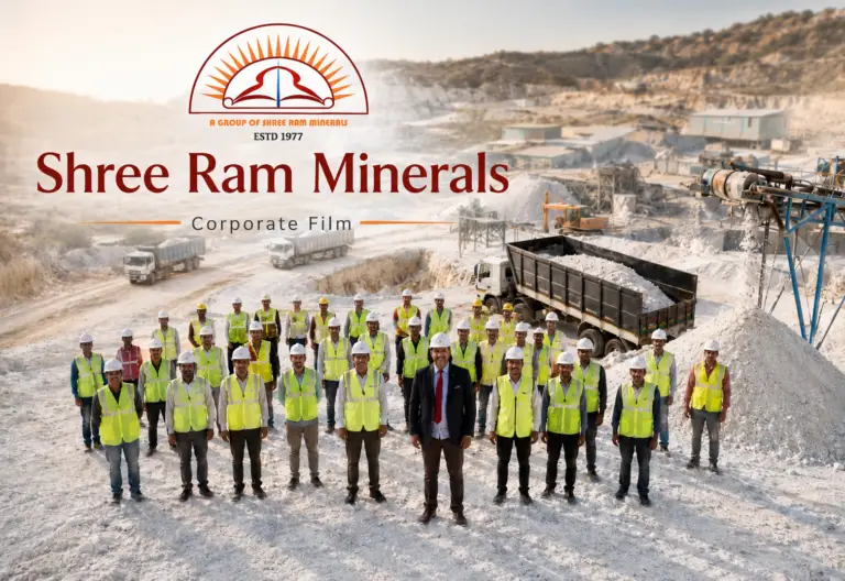 Shree Ram Minerals corporate film by Incube Pixel showcasing mining operations, mineral processing, industrial machinery, and large-scale infrastructure through cinematic visuals and motion graphics.